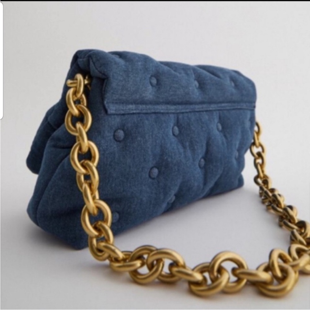Zara Quilted Denim Handbag - Picture 5 of 13